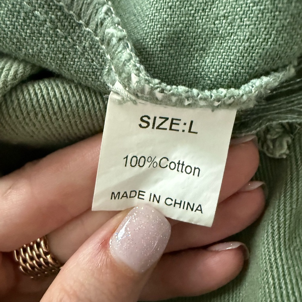 Green Distressed Button Down - Picture 6 of 7